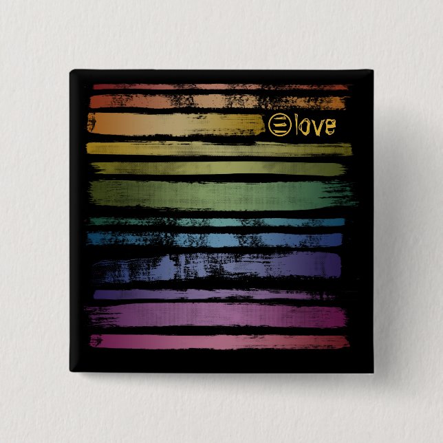 Badge Carré 5 Cm Equality Love Rainbow Brush Strokes LGBTQ ID656 (Devant)