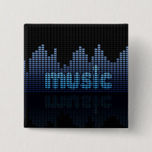 Badge Carré 5 Cm Equalizer numérique Musique Wave Wall