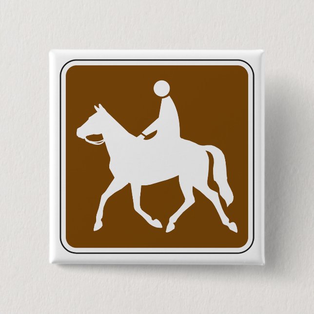 Badge Carré 5 Cm Equestrian Trail Riding Horse Silhouette Icon (Devant)
