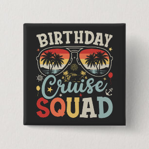 Badge Carré 5 Cm Équipage de croisière d'anniversaire Groupe famili
