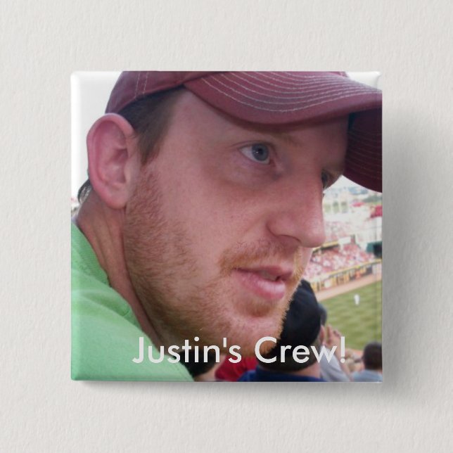 Badge Carré 5 Cm Équipage du point-virgule de Justin ! (Devant)