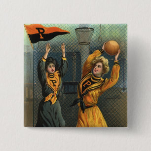 Badge Carré 5 Cm Équipe de basket-ball féminin aux Sports Vintage