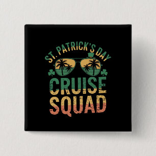 Badge Carré 5 Cm Équipe de croisière de la Saint-Patrick drôle fami