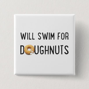 Badge Carré 5 Cm Équipe de natation, don de nage amusant, beignets