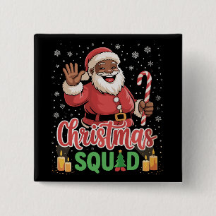 Badge Carré 5 Cm Équipe de Noël Santa Afro Man fier noir africain
