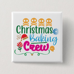 Badge Carré 5 Cm Équipe de pâtisserie de Noël-81603