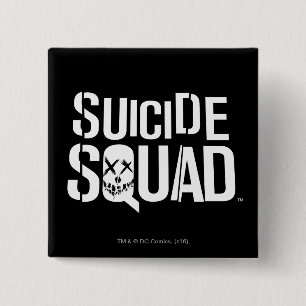 Badge Carré 5 Cm Équipe de suicide   Logo blanc