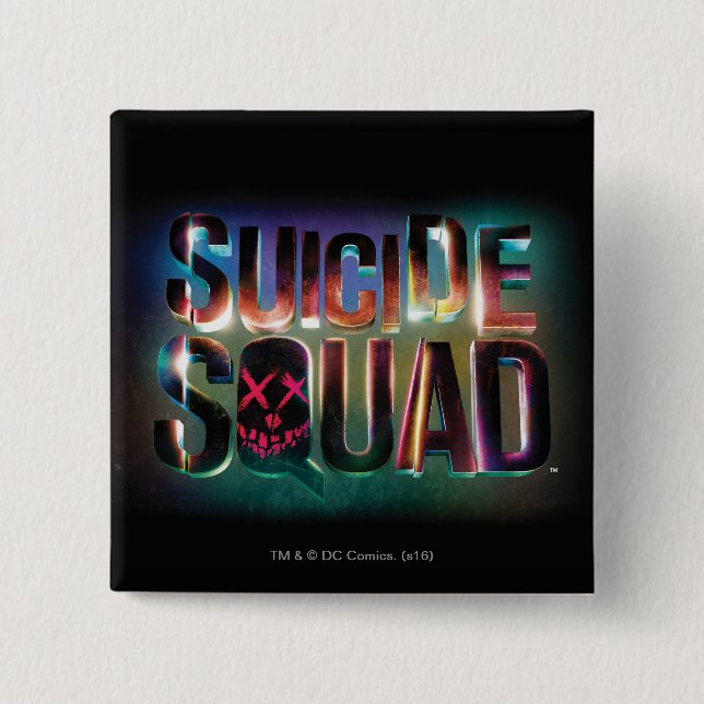 Badge Carré 5 Cm Équipe de suicide | Logo couleur brillant (Devant)