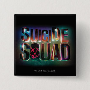 Badge Carré 5 Cm Équipe de suicide   Logo couleur brillant