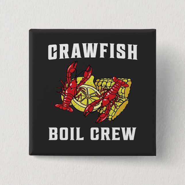 Badge Carré 5 Cm Équipe d'ébullition de l'écrevisse (Devant)