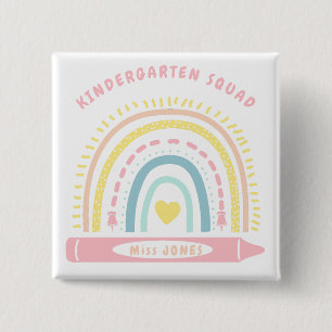 Badge Carré 5 Cm Équipe D'Enfants Enseignant De Retour À L'École