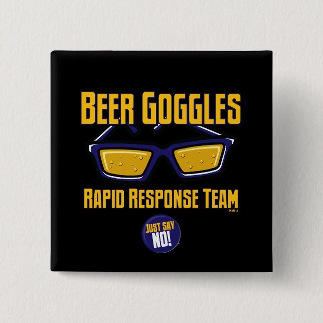 Badge Carré 5 Cm Équipe rapide de réponse de lunettes de bière (Devant)