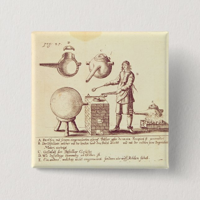 Badge Carré 5 Cm Équipement de distillation (Devant)