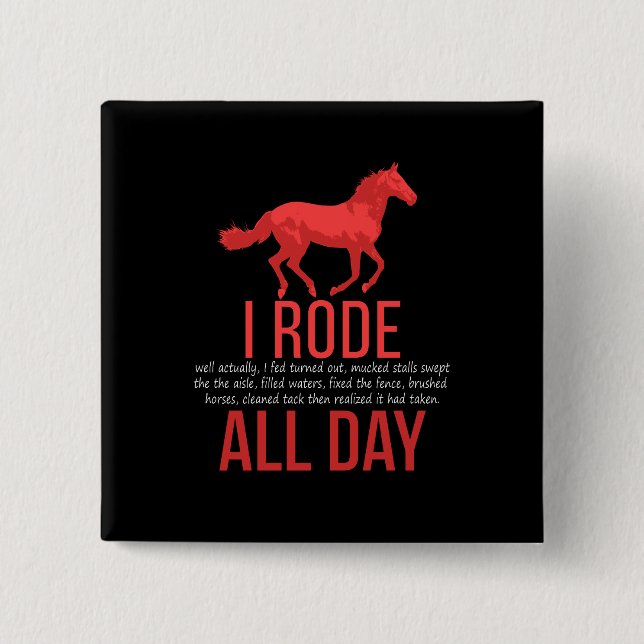 Badge Carré 5 Cm Équitation - Randonnée à cheval (Devant)