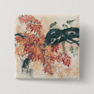 Badge Carré 5 Cm Érables rouges