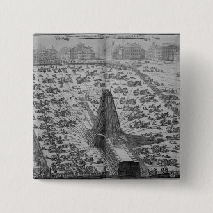 Badge Carré 5 Cm Érection de l'obélisque égyptien antique