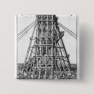 Badge Carré 5 Cm Érection de l'obélisque égyptien antique