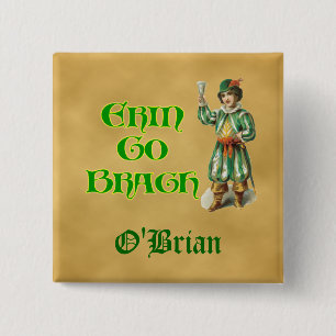 Badge Carré 5 Cm Erin Go Braugh, Irlandais Personnalisable, Dit :
