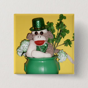 Badge Carré 5 Cm Ernie le Pin du jour de St Patrick de singe de