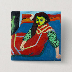 Badge Carré 5 Cm Ernst Ludwig Kirchner Fille assise Fränzi Fehrman