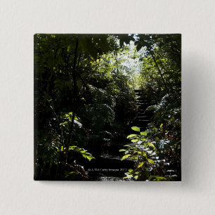 Badge Carré 5 Cm Escalier/sentier piéton rustiques dans la forêt,
