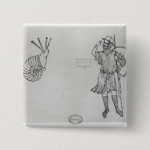 Badge Carré 5 Cm Escargot Fol.2 et soldat hongrois