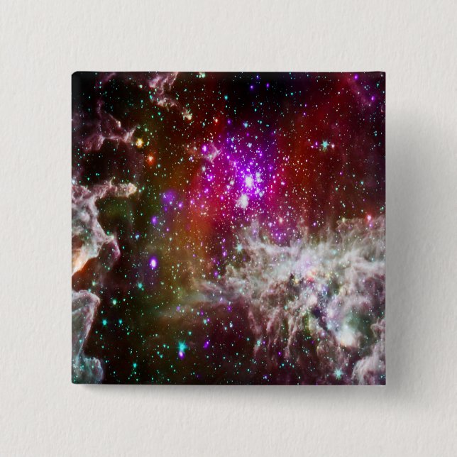 Badge Carré 5 Cm Espace - Pacman Nebula (Devant)