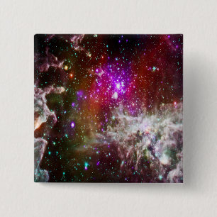Badge Carré 5 Cm Espace - Pacman Nebula