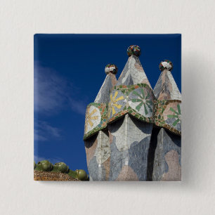 Badge Carré 5 Cm Espagne, Catalogne, Barcelone. Casa Batllo (1906).