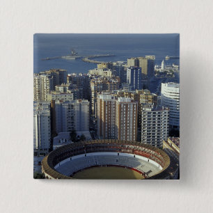 Badge Carré 5 Cm Espagne, Malaga, Andalousie Vue de la Plaza de Tor