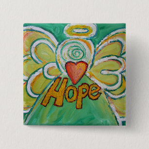Badge Carré 5 Cm Espoir Angel Word Art Pendentif Boutons