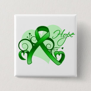 Badge Carré 5 Cm Espoir floral de ruban - conscience de santé