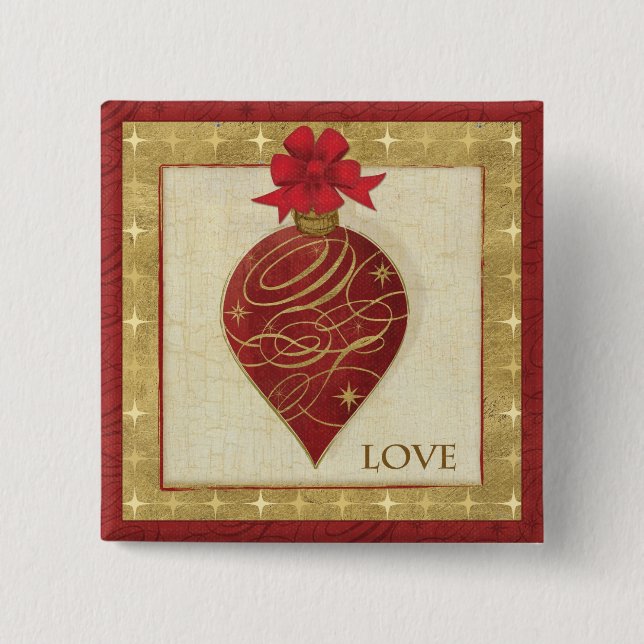 Badge Carré 5 Cm Espoir rouge de DŽcor de Noël (Devant)