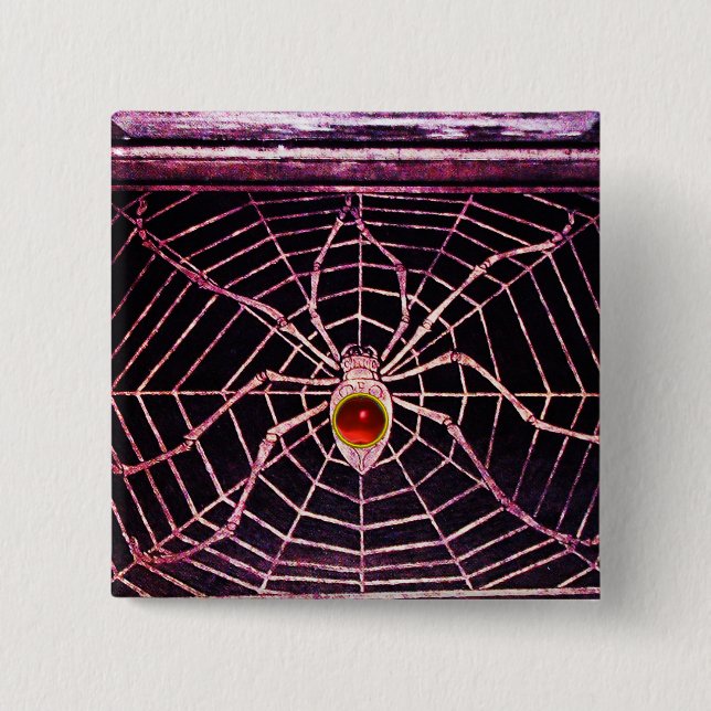 Badge Carré 5 Cm ESPRIT ET WEB ROUGE RUBY Noir (Devant)