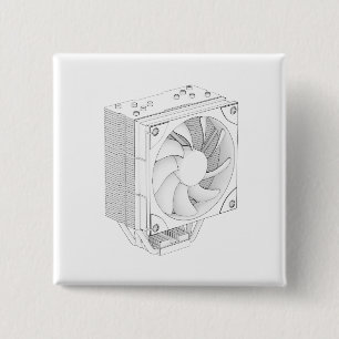 Badge Carré 5 Cm Esquisse du glacière de processeur d'ordinateur