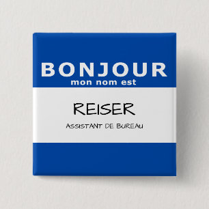 Badge Carré 5 Cm Est de nom de BONJOUR lundi