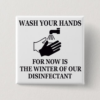 Badge Carré 5 Cm Est pour l'instant l'hiver de notre désinfectant