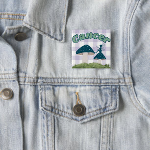 Badge Carré 5 Cm esthétique cottagecore cancer fée champignon art