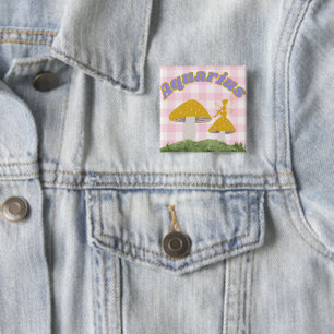 Badge Carré 5 Cm Esthétique Fée Champignon Cottagecore Verseau Art