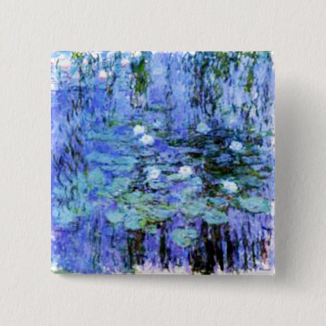Badge Carré 5 Cm étang de giverny par le maître Monet (Devant)