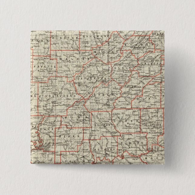 Badge Carré 5 Cm État de l'Alabama (Devant)