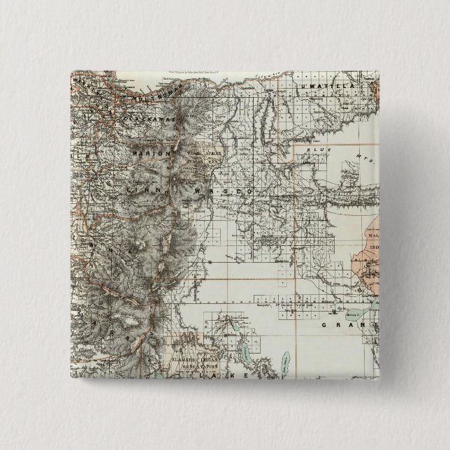 Badge Carré 5 Cm État De L'Oregon (Devant)