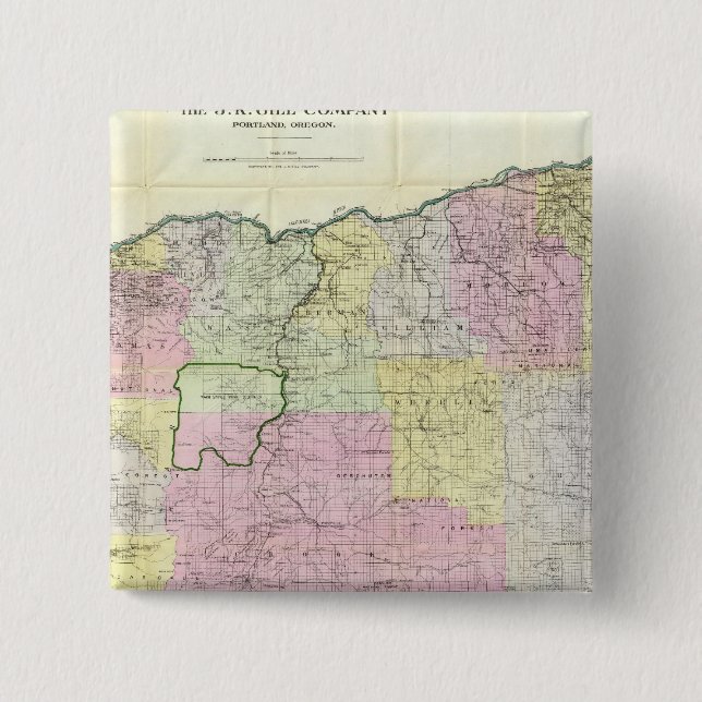 Badge Carré 5 Cm État de l'Oregon (Devant)