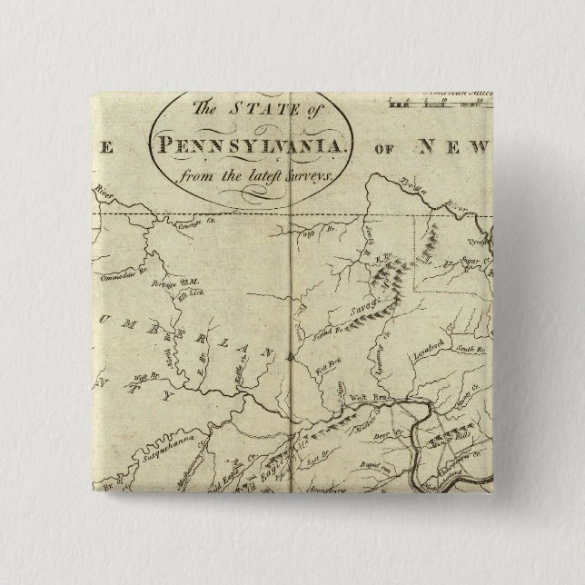 Badge Carré 5 Cm État de Pennsylvanie (Devant)