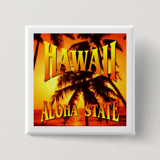 Badge Carré 5 Cm État d'Hawaï Aloha (Devant)