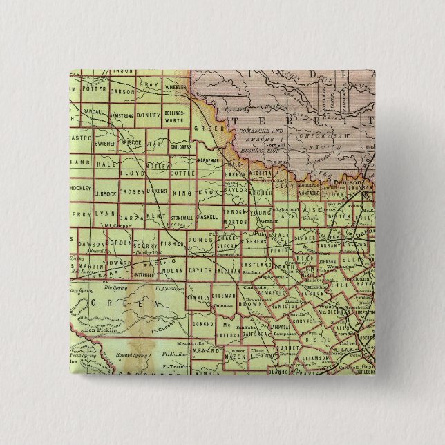 Badge Carré 5 Cm État du Texas 3 (Devant)