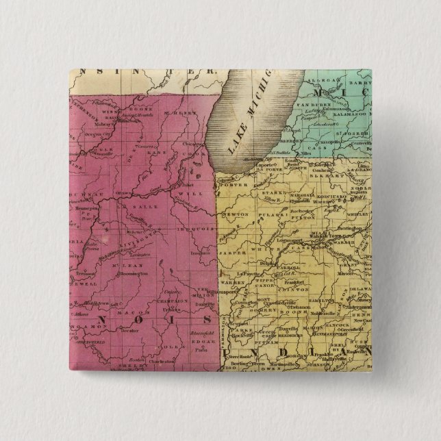 Badge Carré 5 Cm États de l'Ouest avec la carte initiale du Haut-Mi (Devant)