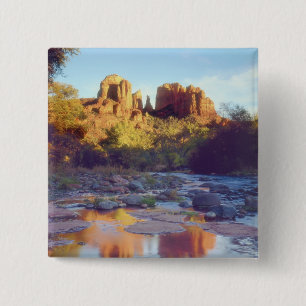 Badge Carré 5 Cm États-Unis, Arizona, Sedona. Cathedral Rock se ref