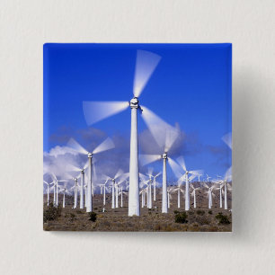 Badge Carré 5 Cm États-Unis, Californie, Mojave. Vue d'une éolienne