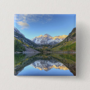 Badge Carré 5 Cm États-Unis, Colorado, Maroon Bells-Snowmass